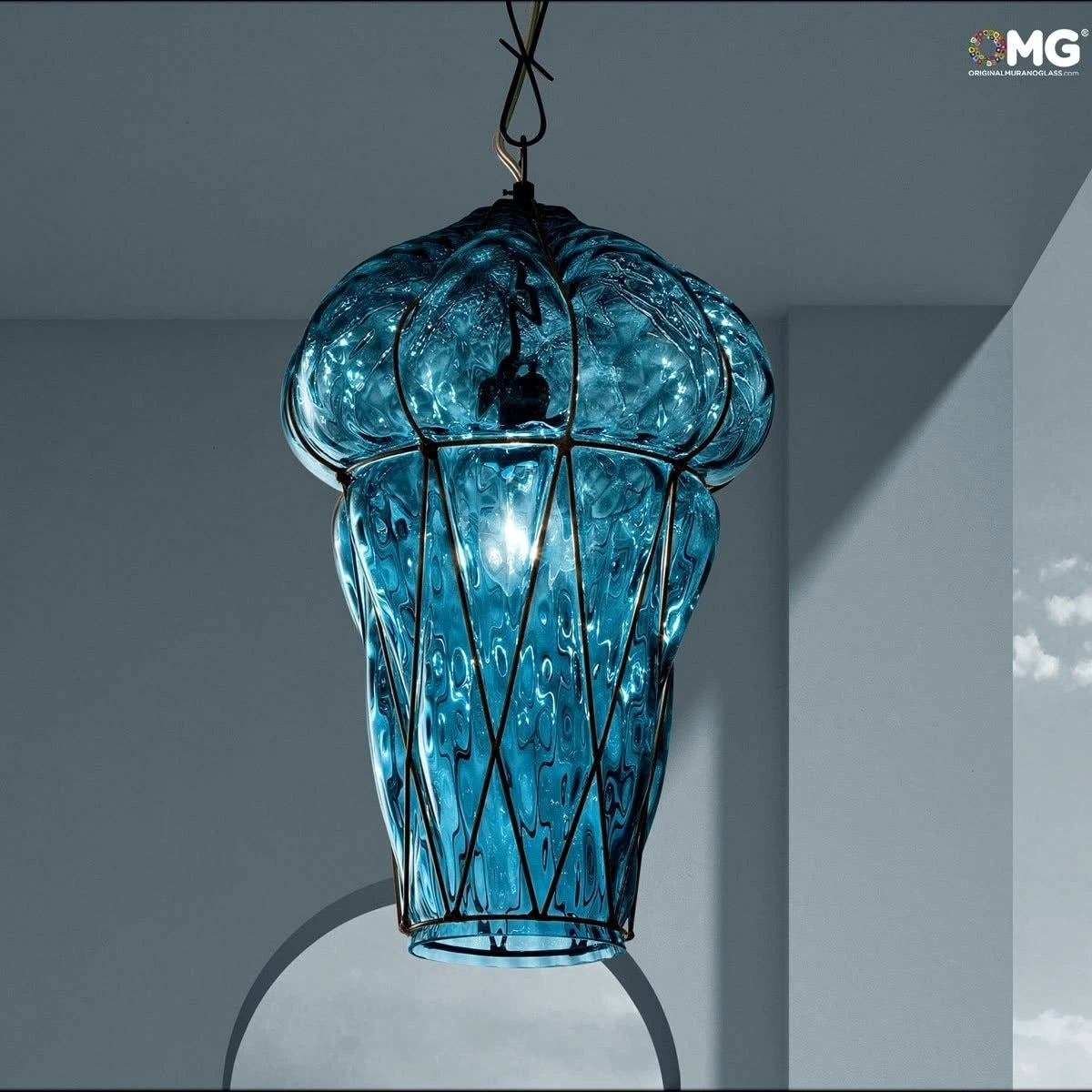 Ceiling lamp blue decò style 