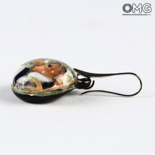 Earrings submerged - White & Avventurina - Original Murano Glass OMG