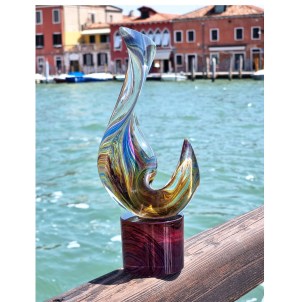 Strip to wind - sculpture in chalcedony - Original Murano Glass