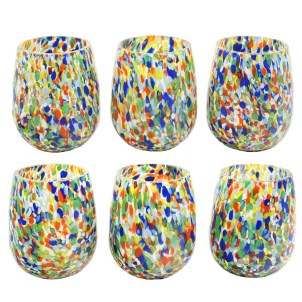 Set of 6 Drinking glasses - Arlecchino - Original Murano Glass OMG