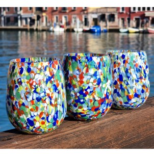 Set of 6 Drinking glasses - Arlecchino - Original Murano Glass OMG