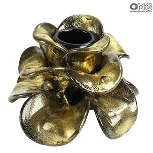 Black Rose Candle Holder - Murano Glass