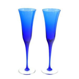 Drinking Glass Blue Murano - 2 pieces Classic Flute