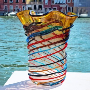 Califfone strip multicolor - Glass Vase - Original Murano Glass OMG