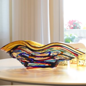 Harlequin Sombrero - Lava Vase - Original Murano Glass