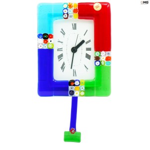 Pendulum Wall Clock - Murrina multicolor - Original Murano Glass OMG