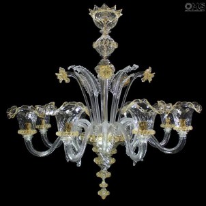 Venetian Chandelier Elegante - Amber - Murano Glass