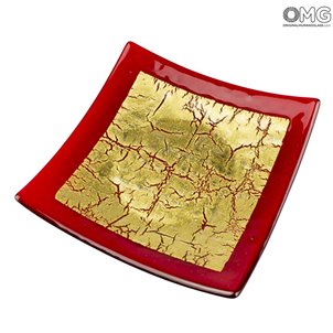 Plate Gold Edge - Red - Original Murano Glass OMG