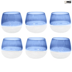 Set di 6 Bicchieri in vetro di Murano - celeste - vetro di murano originale