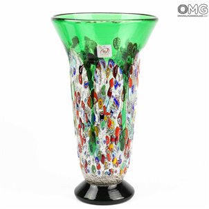 Edera Green - Flowers Vase - Murano glass Millefiori