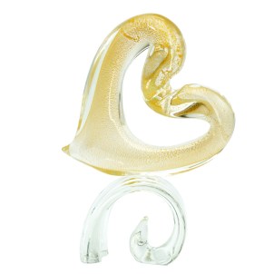 Heart - Sculpture with Gold - Original Murano Glass