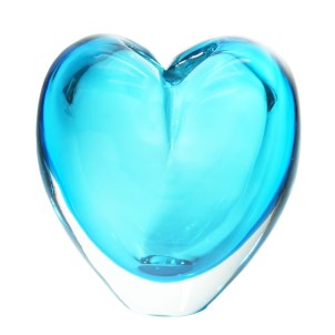 Vase Heart - Light Blue Sommerso - Original Murano Glass OMG