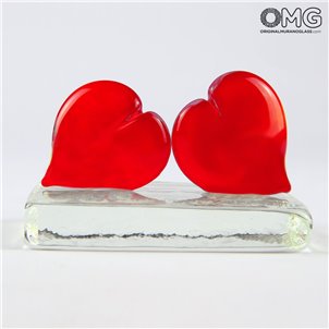 Hearts Love Couple - Paperweight - Original Murano Glass OMG