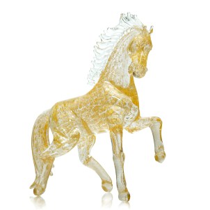 Cavallo Vetro di Murano con puro oro 24 carati