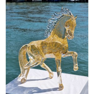 Cavallo Vetro di Murano con puro oro 24 carati