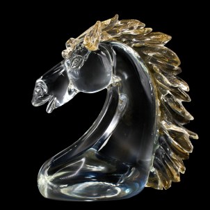 Testa di Cavallo con dettagli oro Scultura Esclusiva in vetro di Murano