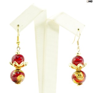 Earrings Cecilia Double - Red - Original Murano Glass OMG