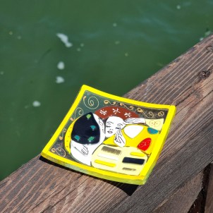 The kiss Plate - Klimt Tribute - Square