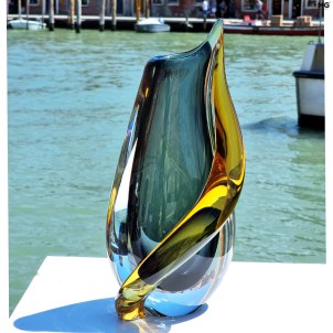 Vase Lava - Fume Amber - Sommerso - Original Murano Glass OMG