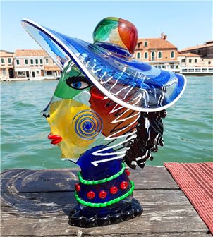Madam Bovary Sculpture head - Picasso tribute - Original Murano Glass OMG