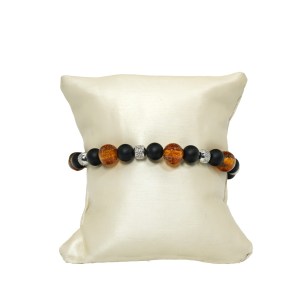 Bracelet for Man - Amber beads with Avventurina - Original Murano Glass OMG