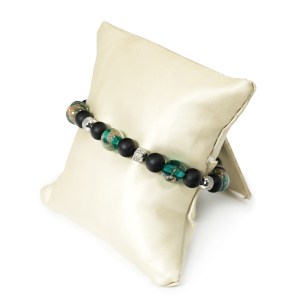 Bracelet for Man - Green beads with Avventurina - Original Murano Glass OMG