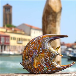 Fish Figurine - Murrine Millelfiori and Gold - Originl Murano glass