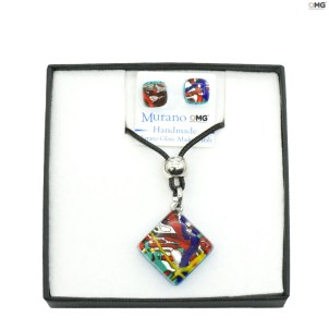 Parure Cortina Rhombus - Fantasy color and silver leaf - Original Murano Glass OMG