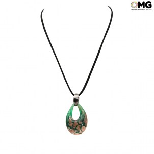 Drop pendant necklace - Green - Original Murano Glass