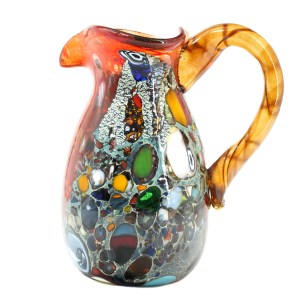 Red Carafe with silver and multicolors decoration