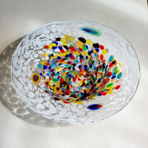 Rainbow Bowl Centerpiece - white - Original Murano Glass OMG