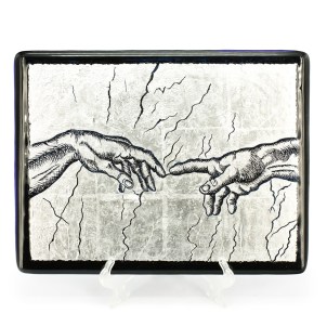 Universal Judgment Plate - Michelangelo - Silver leaf - Original Murano Glass OMG