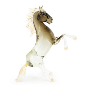 Cavallo rampante vetro Fumè e Oro - Vetro di Murano orginale OMG