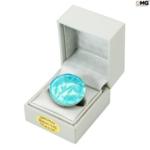 Ring Charming round - Light Blue - Original Murano Glass OMG