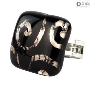 Ring Charming - Black - Original Murano Glass OMG