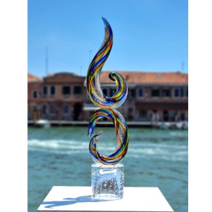 Double strip sculpture - One of a kind - Original Murano Glass