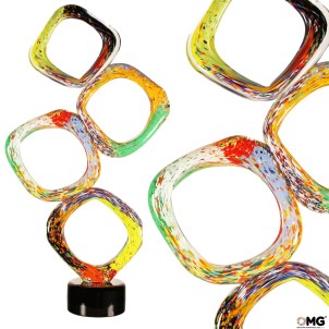 Rubik Cube Sculpture - colorful - Original Murano Glass OMG