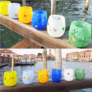 Set of 6 Drinking glasses - Spring - Original Murano Glass OMG