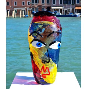 Vase Cubism Face  - Tribute to Picasso - Original Murano Glass OMG