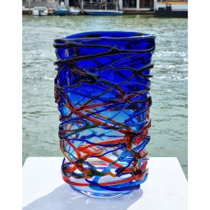 Harlequin Vase - Blue - Original Murano Glass