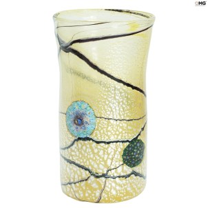 Murrine Vase with silver - Ivory - Original Murano Glass OMG 