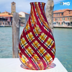 Red Twister - Filigree Vase -  Original Murano Glass OMG 