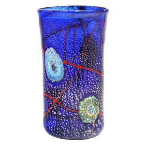 Murrine Vase with silver - Blue - Original Murano Glass OMG 