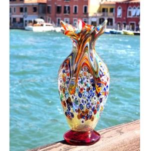 Symphony - Vase - Murano Glass Millefiori and Silver