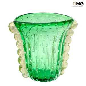 Vase Vulcano Green - Gold - Original Murano Glass OMG