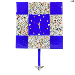 Pendulum Watch - Wall Clock - Murrina Blue - Big - Original Murano Glass OMG