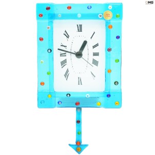 Sky - Pendulum Wall Clock - Murrina Light Blue - Original Murano Glass OMG