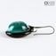 Earrings - circular submerged glass green water - Original Murano Glass OMG