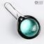 Earrings - circular submerged glass green water - Original Murano Glass OMG