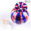 Bottle Perfume Round - Blue & Red - Original Murano Glass OMG